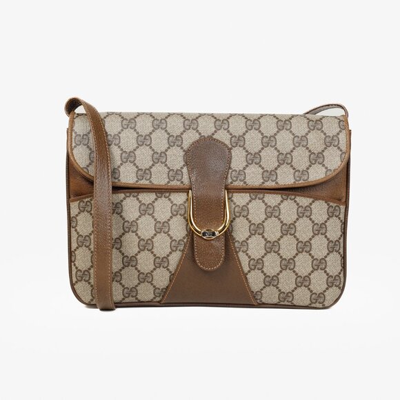 Gucci Vintage Beige Monogram Messenger Clutch - Picture 1 of 15